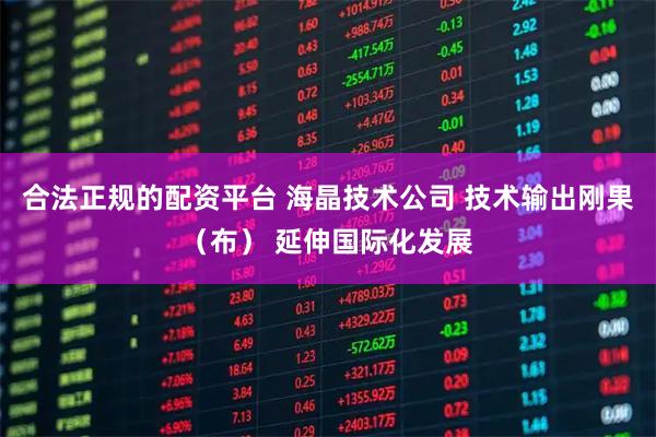 合法正规的配资平台 海晶技术公司 技术输出刚果（布） 延伸国际化发展